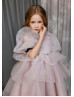 Puff Sleeves Tulle Tiered Flower Girl Dress